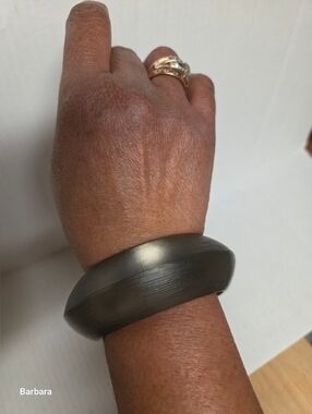 Alexis Bittar Textured Lucite Grey/Silver Brushed Satin Finish Bangle Bracelet